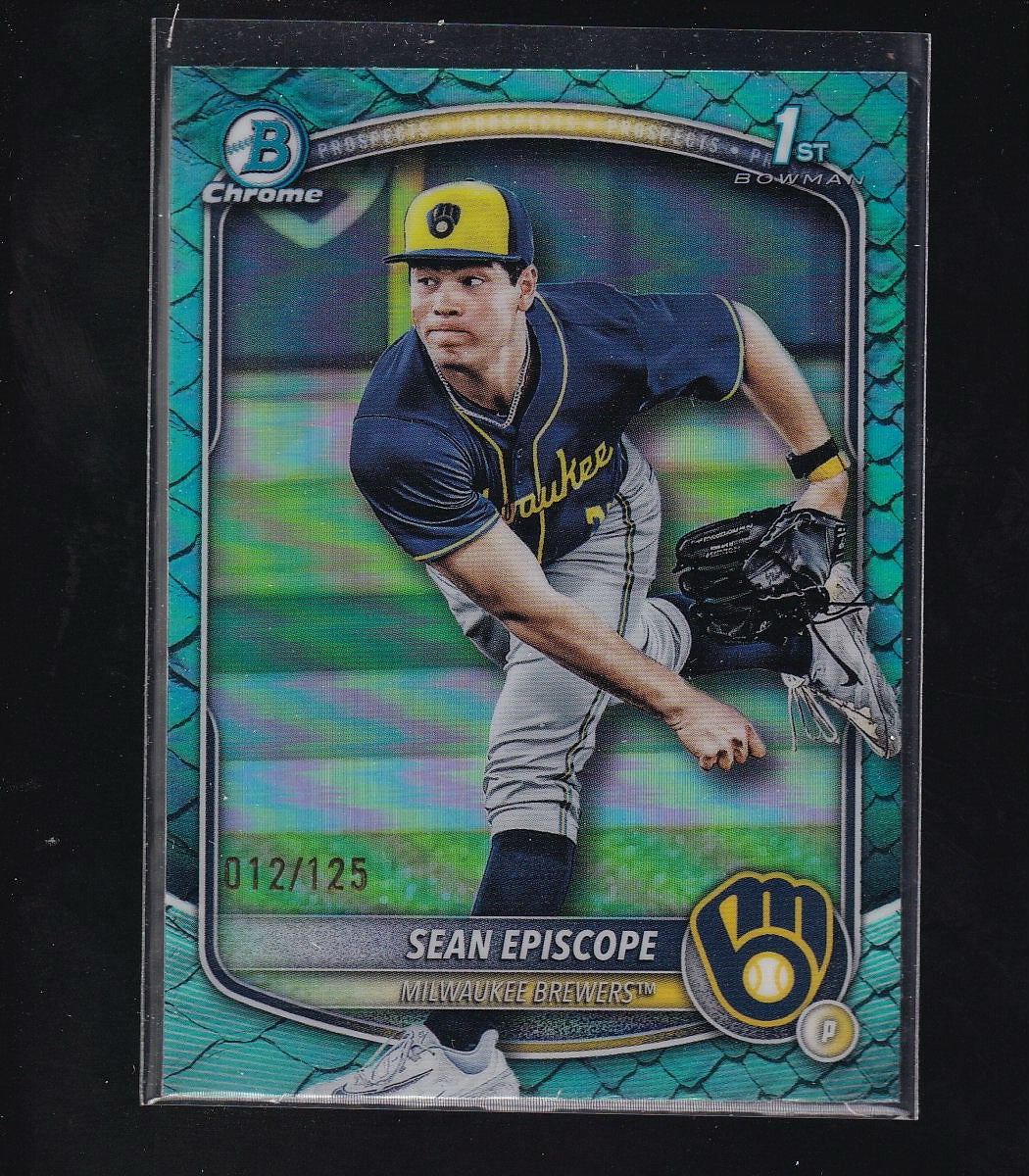 2025 Bowman Draft #BDC-149 Sean Episcope Chrome Aqua Reptilian Refractor #/125
