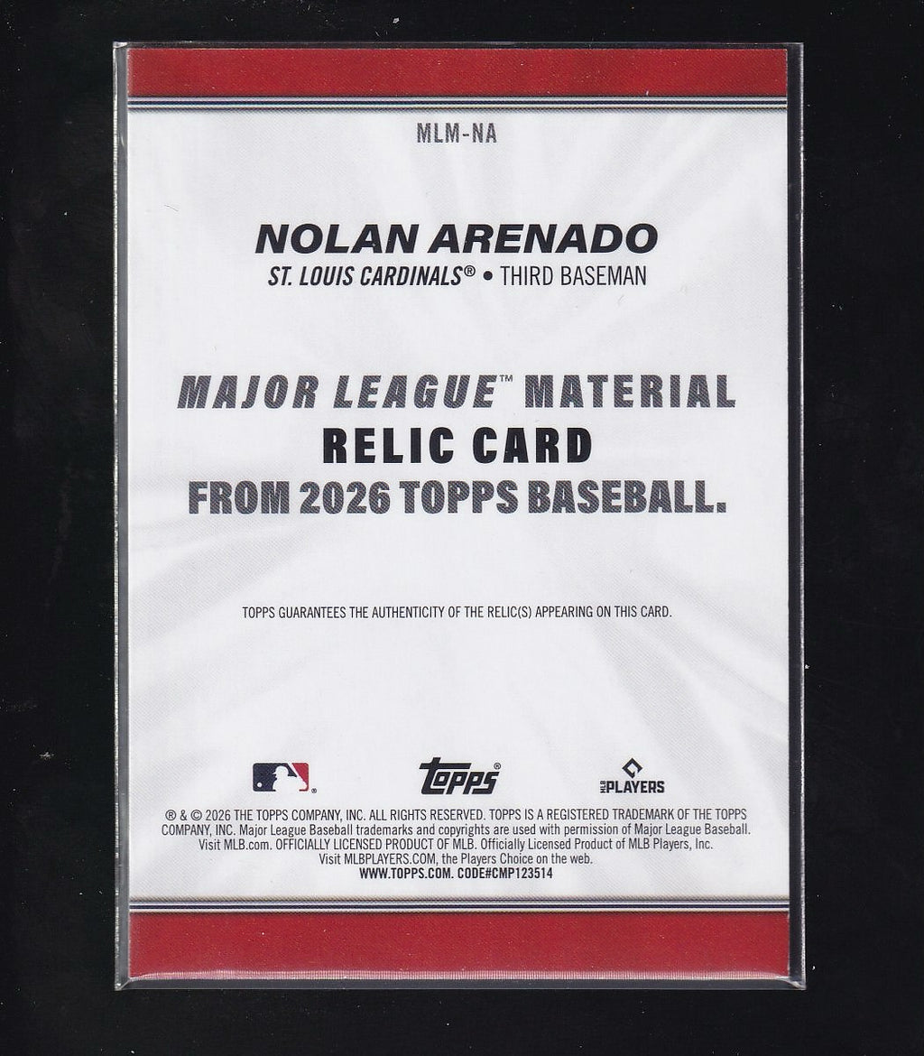 2026 Topps #MLM-NA Nolan Arenado Major League Materials Relics (Series One)
