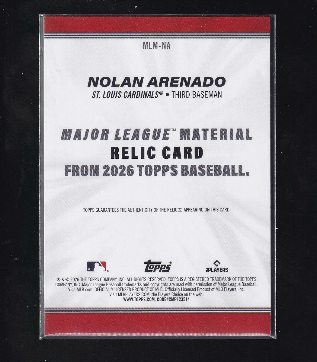 2026 Topps #MLM-NA Nolan Arenado Major League Materials Relics (Series One)