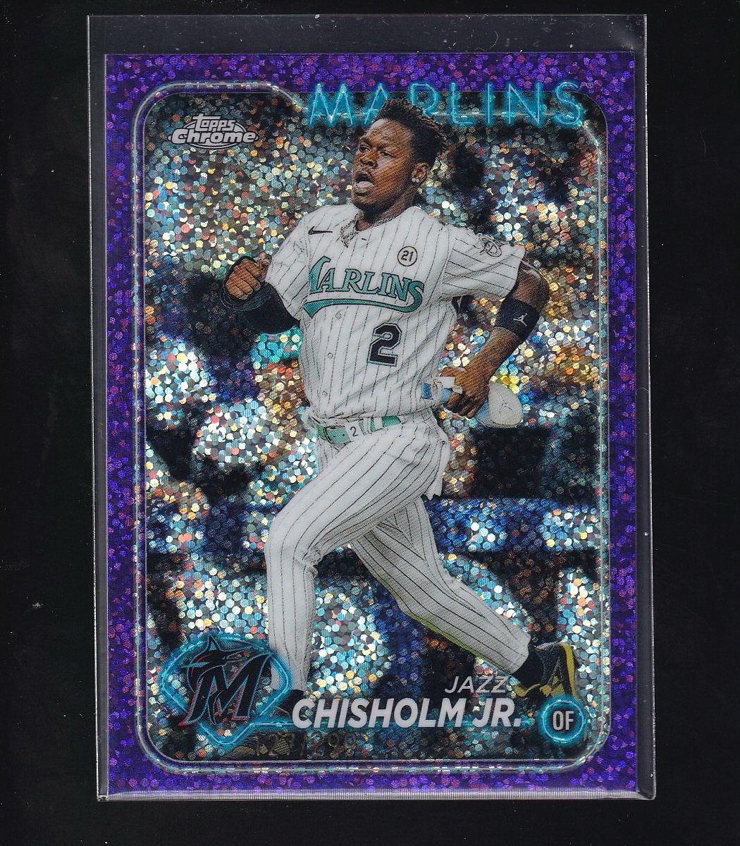 2024 Topps Chrome #70 Jazz Chisholm Jr. Purple Speckle Refractors #/299