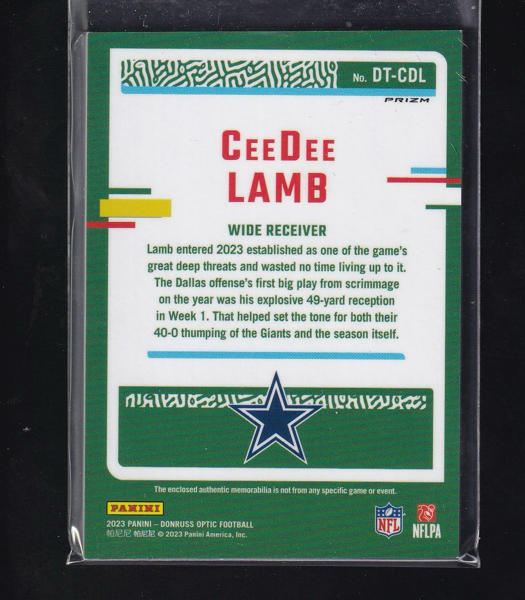 2023 Donruss Optic #DT-CDL CeeDee Lamb Donruss Threads Blue Hyper