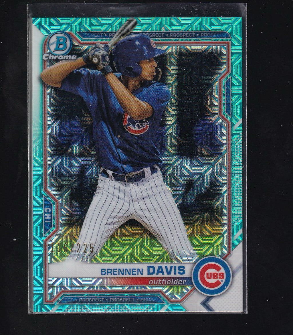 2021 Bowman #BCP-65 Brennen Davis Chrome Prospects Mojo Refractor Aqua #/225