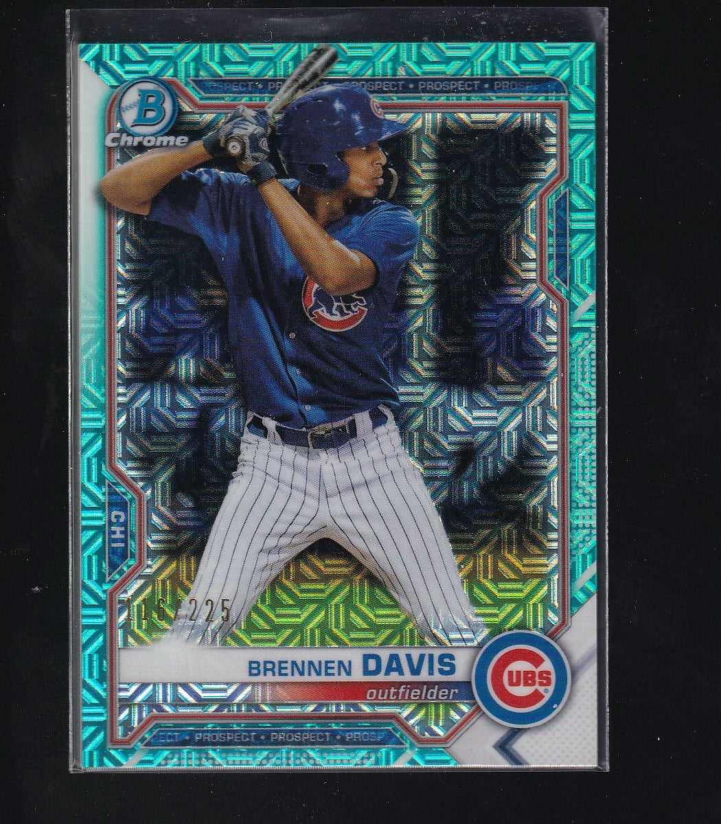 2021 Bowman #BCP-65 Brennen Davis Chrome Prospects Mojo Refractor Aqua #/225