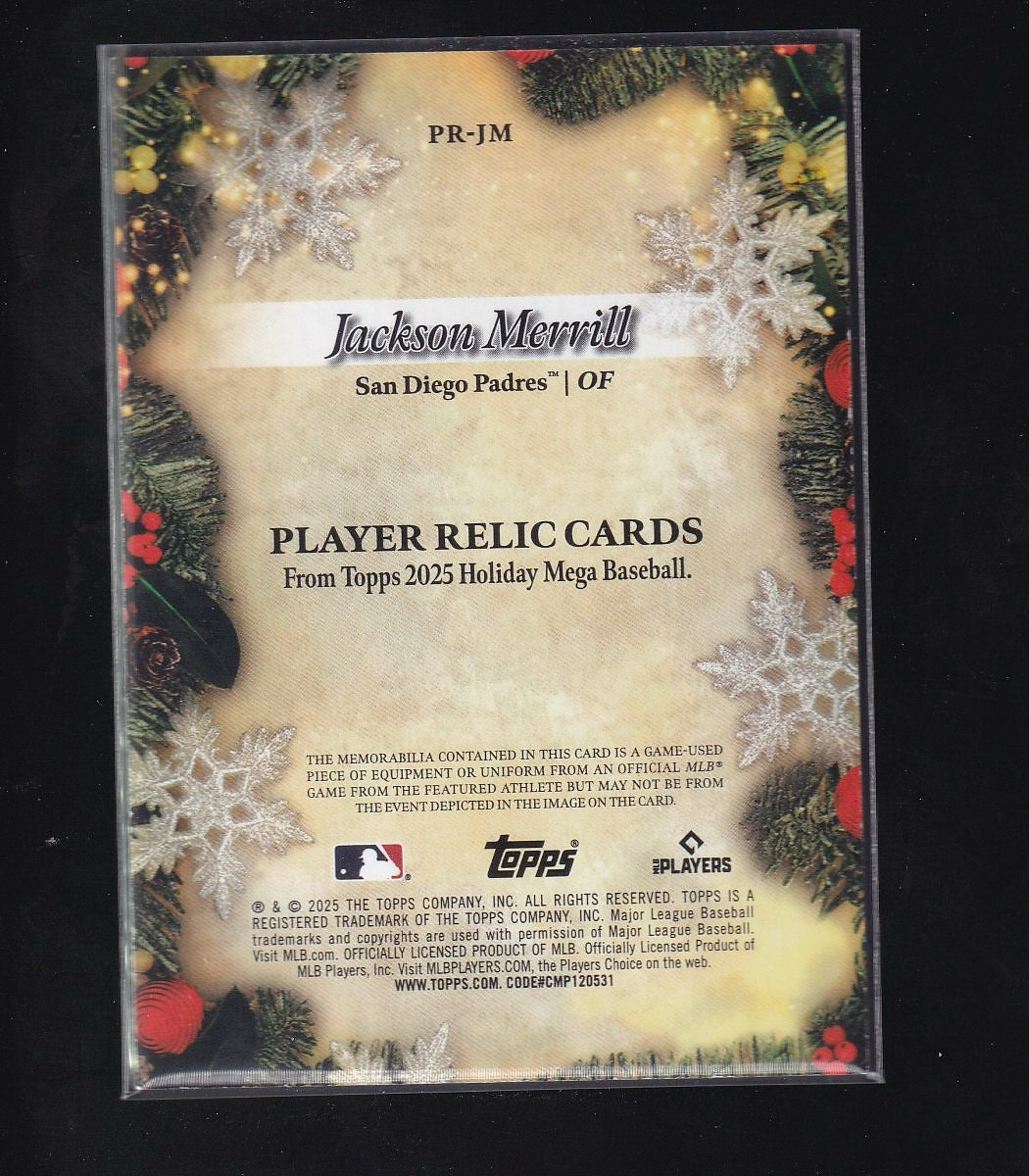 2025 Topps Holiday #PR-JM Jackson Merrill Player Relics