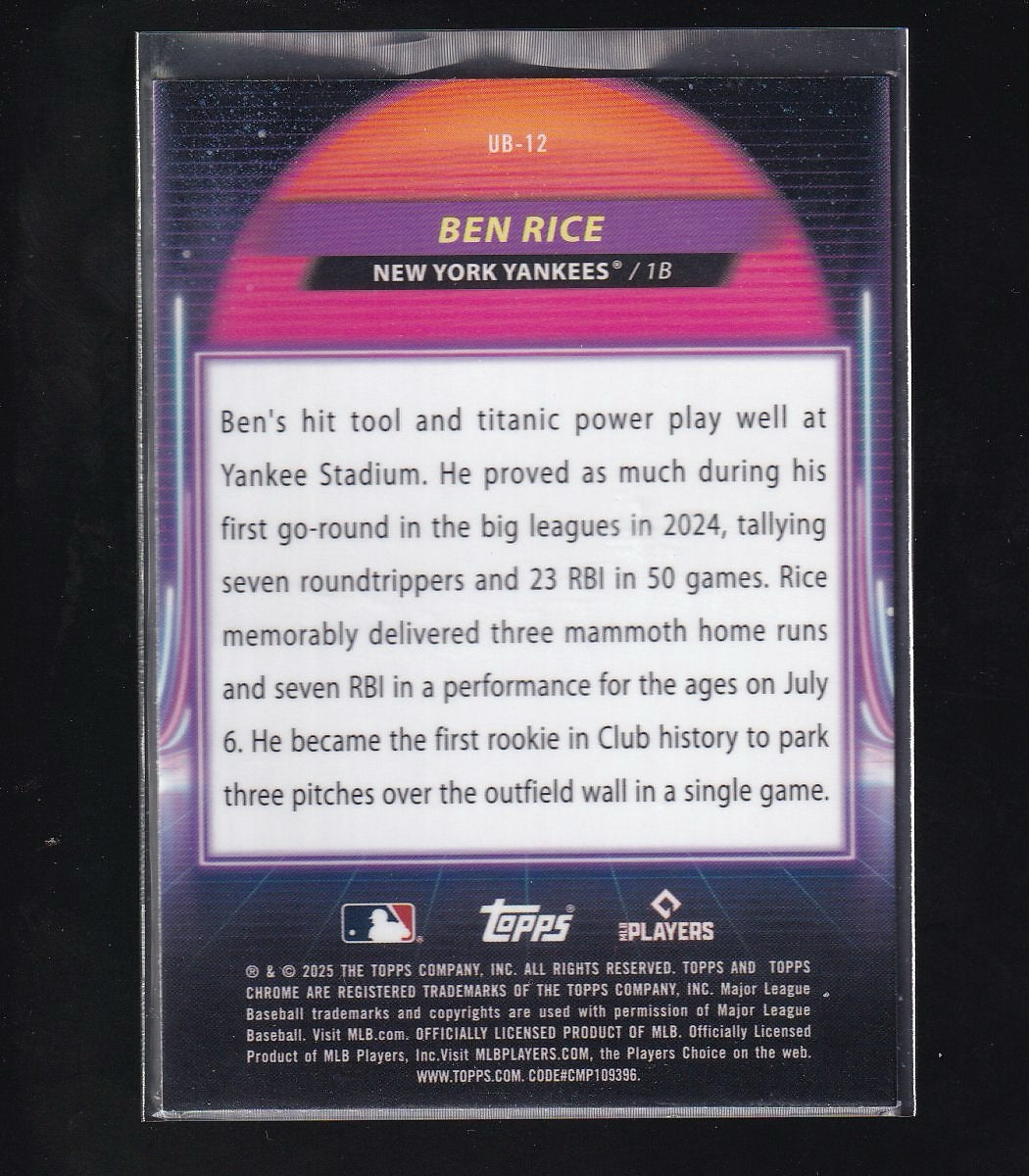 2025 Topps Chrome Cosmic #UB-12 Ben Rice Ultraviolet Beam