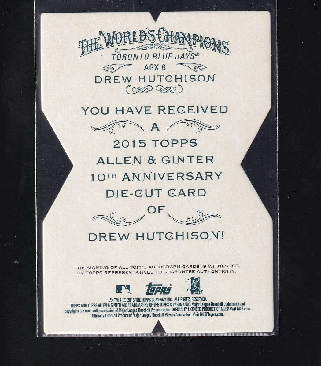 2015 Allen & Ginter #AGX-6 Drew Hutchison National Die Cut 10th Anniv #/80