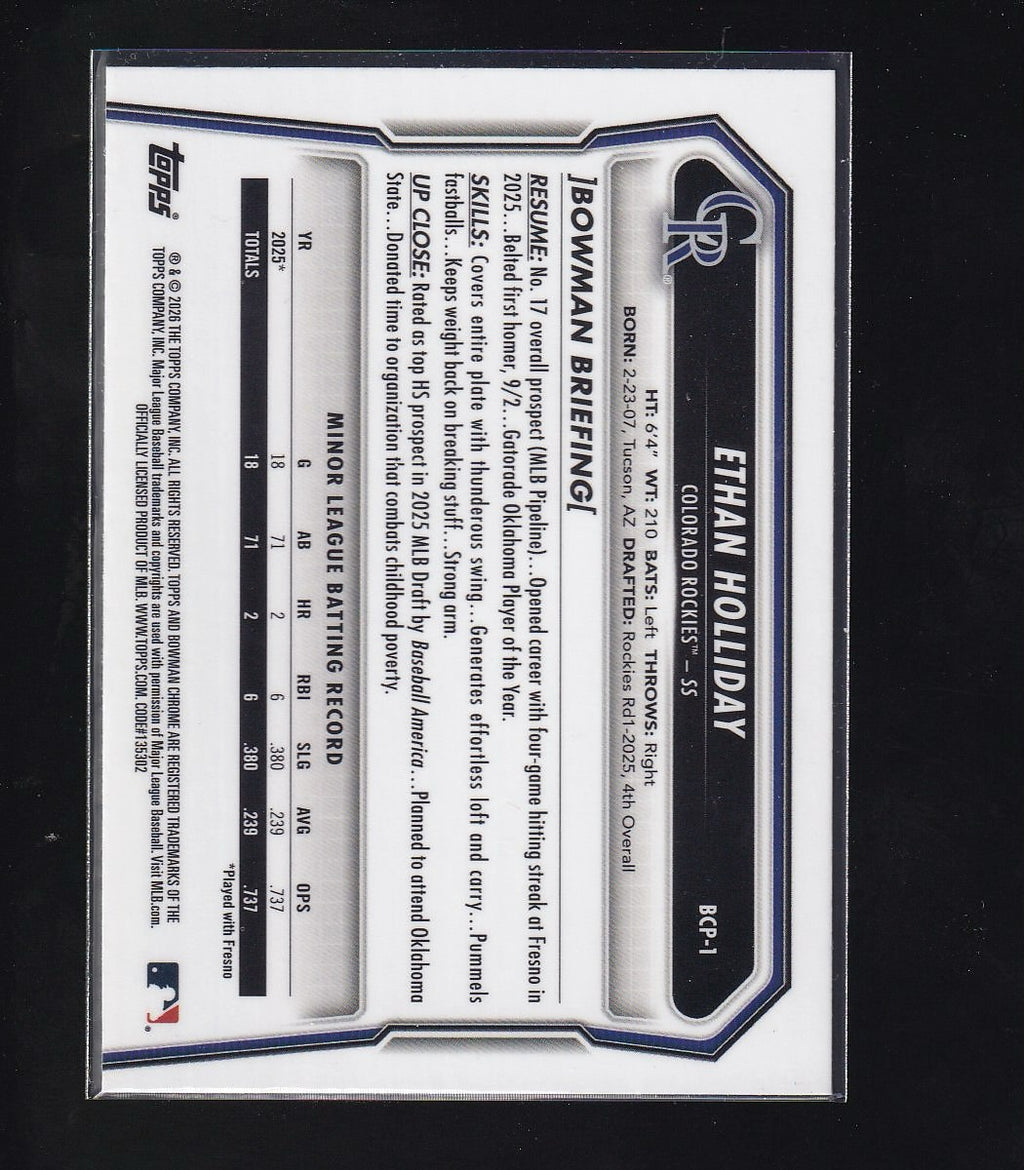 2026 Bowman #BCP-1 Ethan Holliday Chrome Prospects