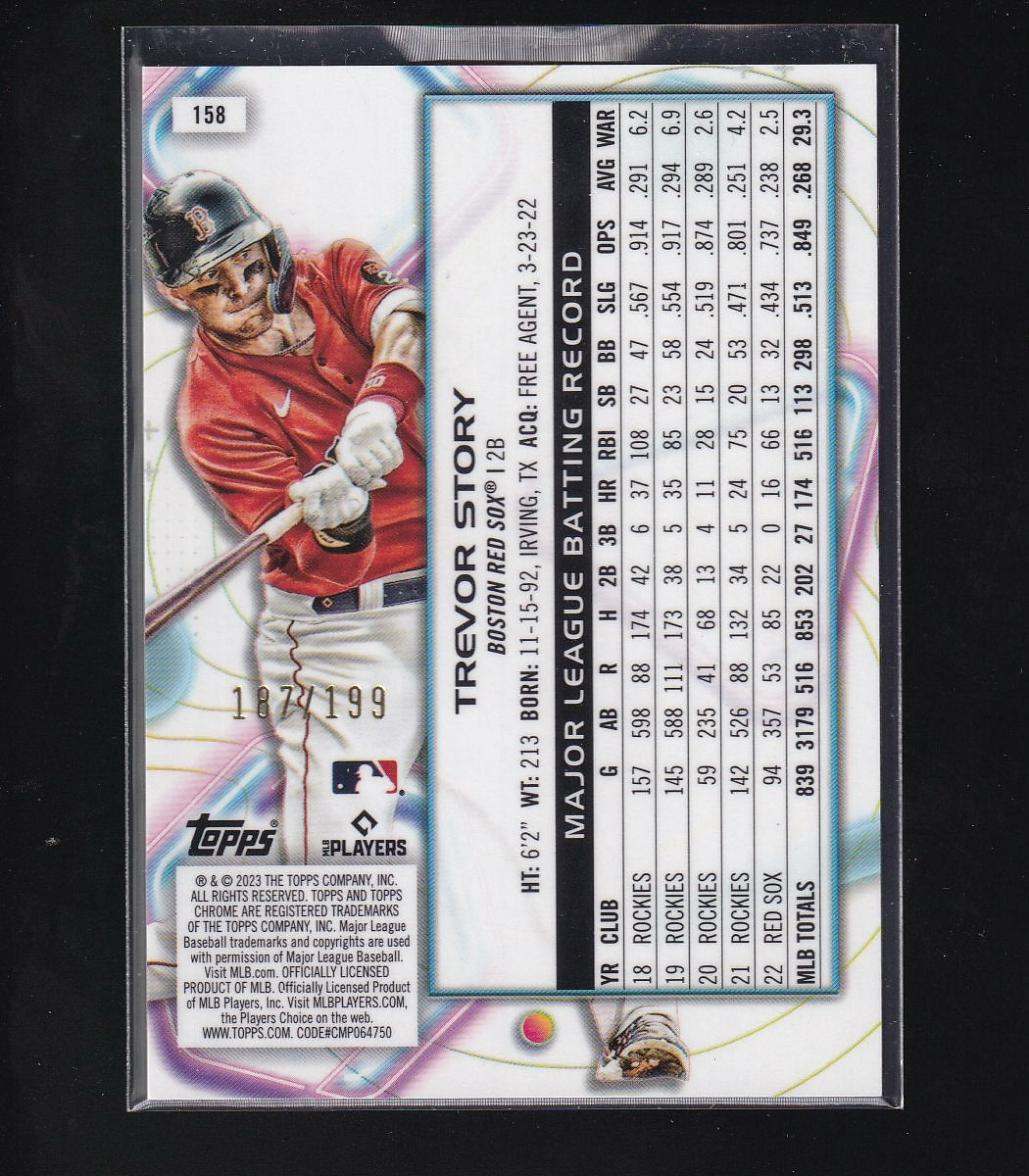 2023 Topps Chrome Cosmic #158 Trevor Story Aqua Equinox Refractor #/199