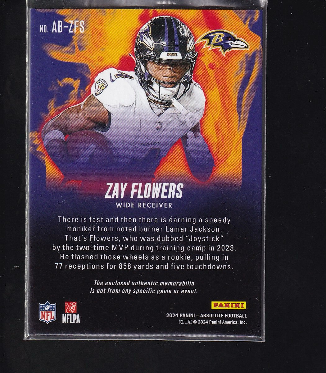 2024 Panini Absolute #AB-ZFS Zay Flowers Absolute Burners