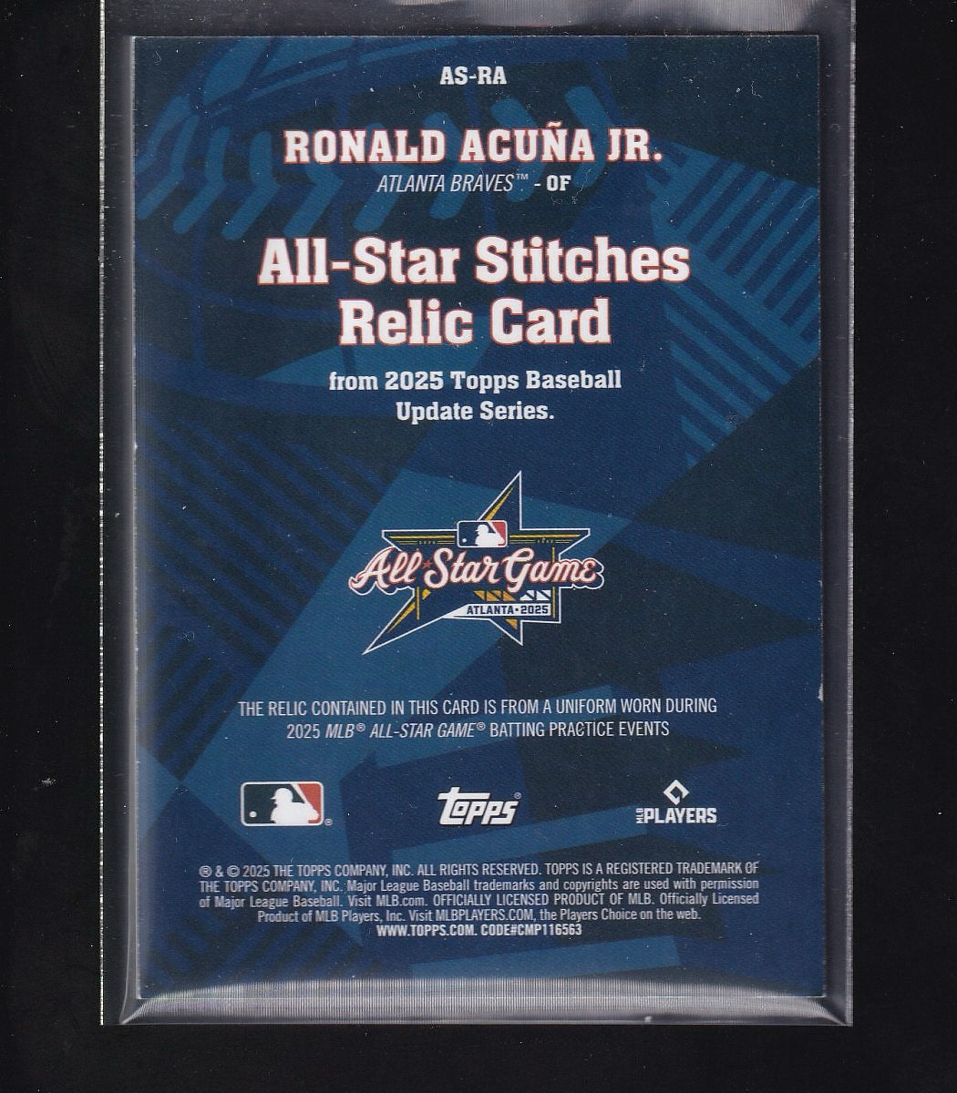 2025 Topps Update #AS-RA Ronald Acuña Jr. All-Star Stitches