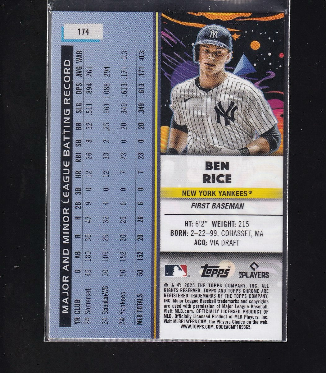 2025 Topps Chrome Cosmic #174 Ben Rice