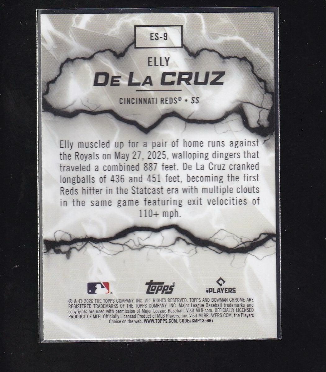 2026 Bowman #ES-9 Elly De La Cruz Electric Sluggers Mojo Refractors