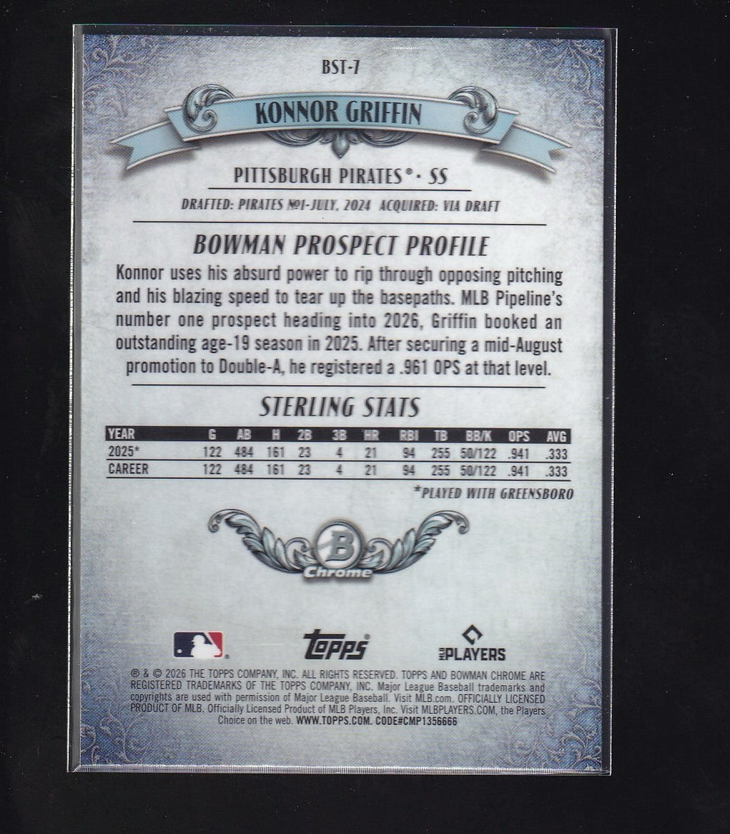 2026 Bowman #BST-7 Konnor Griffin Bowman Sterling Mojo Refractors