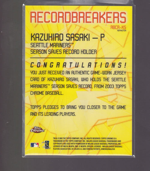 2003 Topps Chrome #RBCR-KS Kazuhiro Sasaki