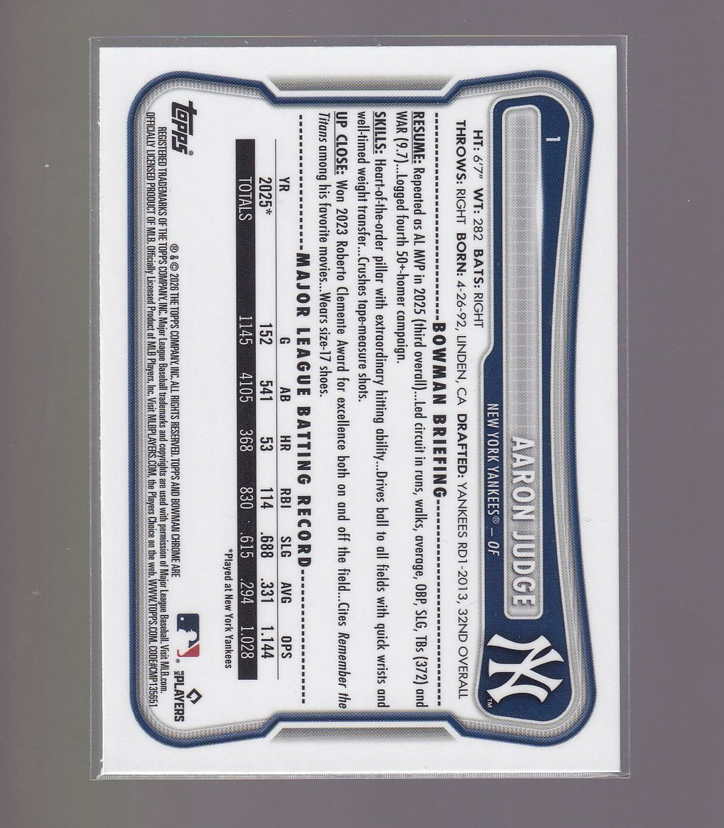 2026 Bowman #1 Aaron Judge Chrome Mojo Refractors