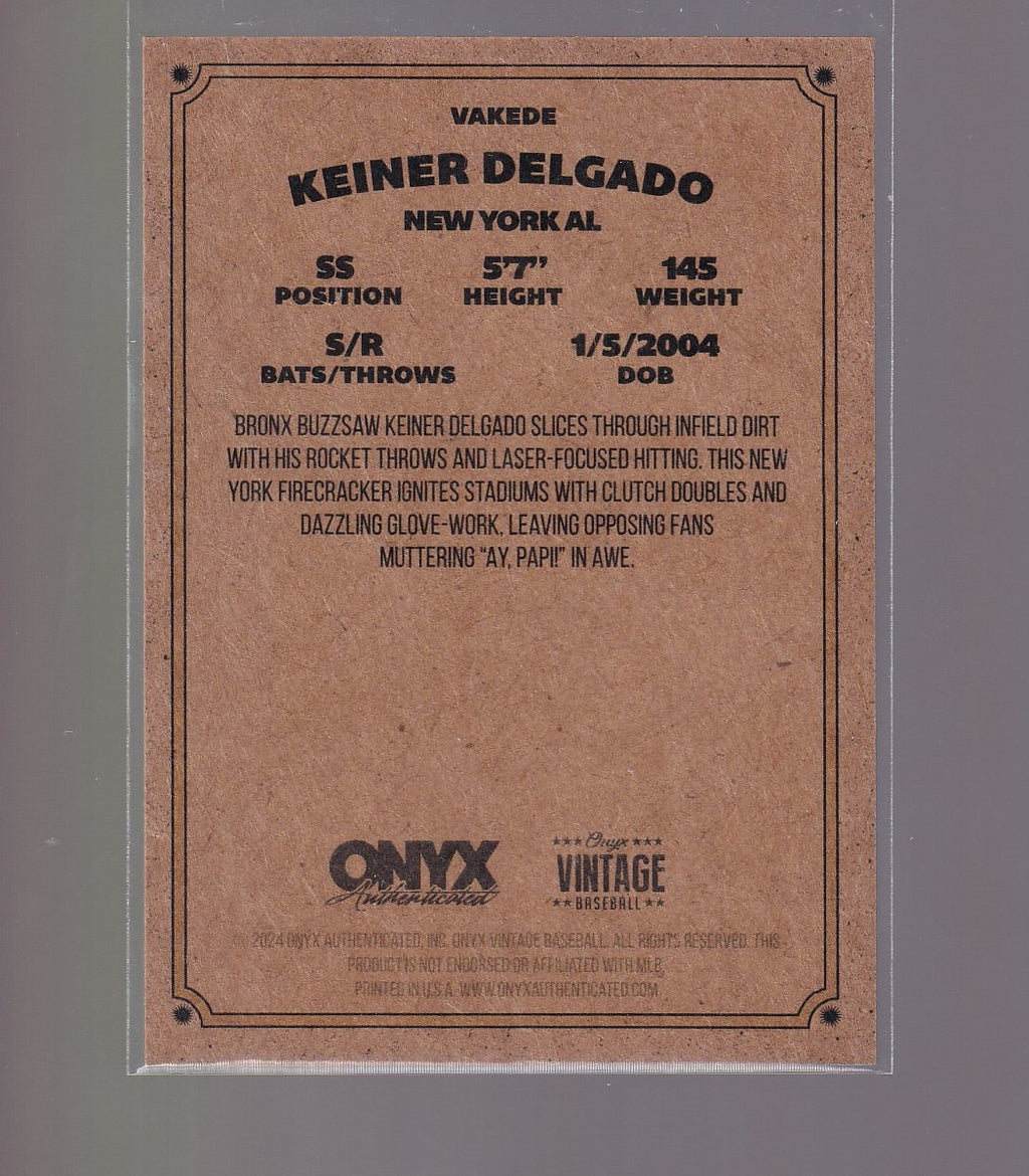 2024 Onyx Vintage #VAKEDE Keiner Delgado Autographs