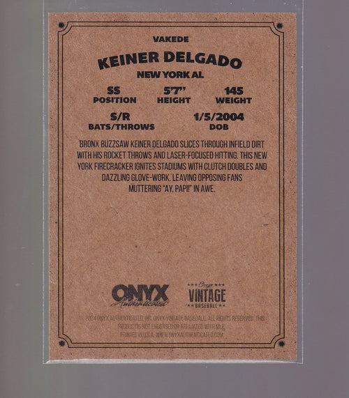 2024 Onyx Vintage #VAKEDE Keiner Delgado Autographs