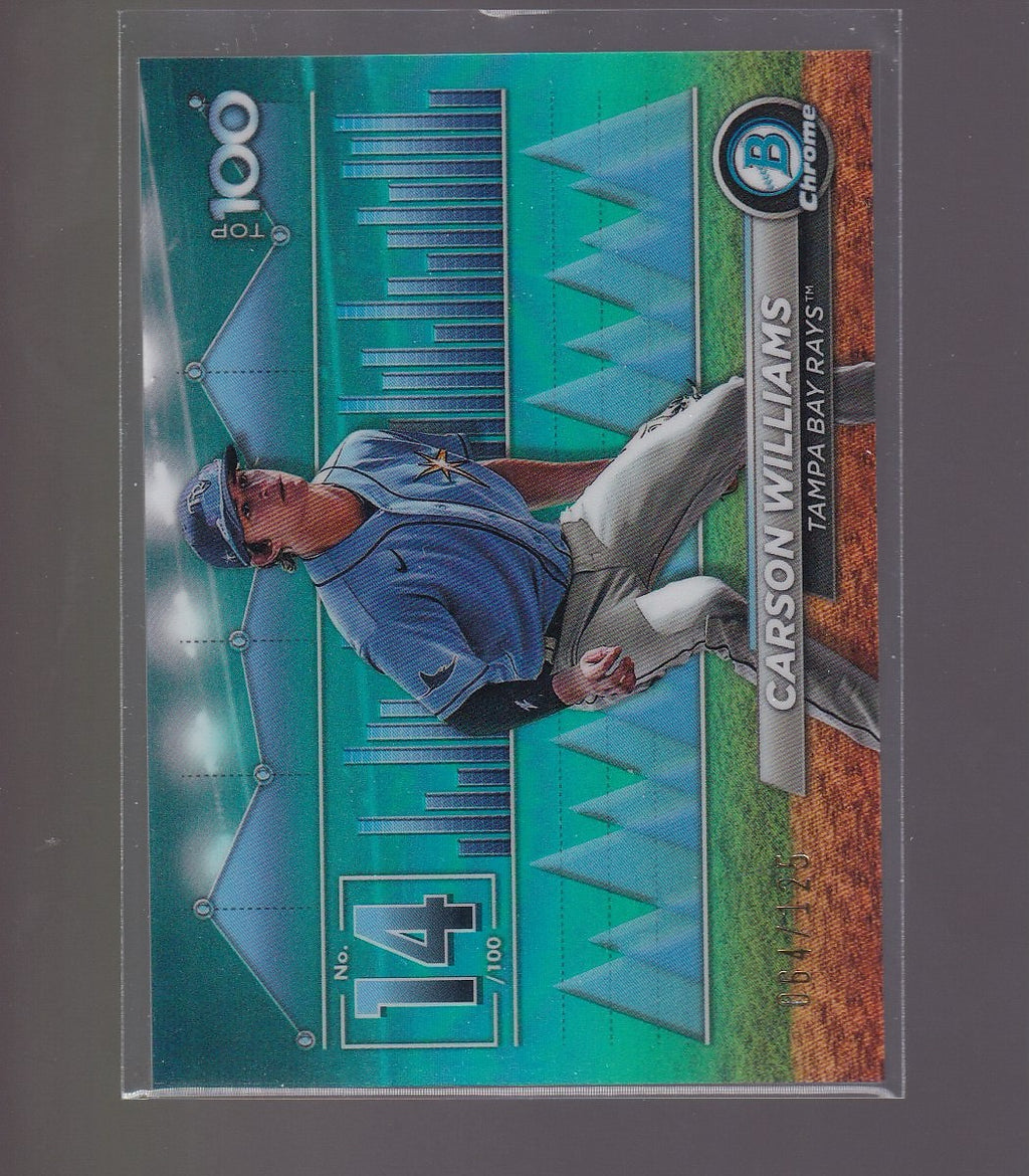 2024 Bowman #BTP-14 Carson Williams Bowman Scouts' Top 100 Aqua Refractors #/125