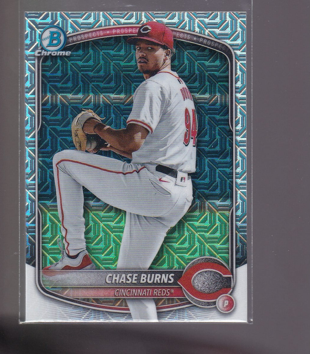 2025 Bowman #BCP-122 Chase Burns Chrome Prospects Mojo Refractor