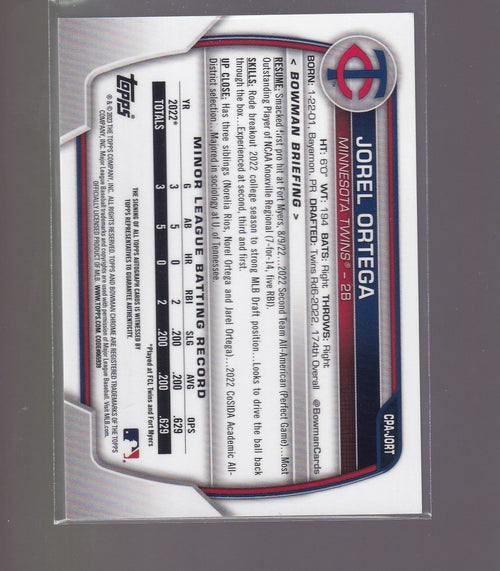 2023 Bowman Chrome #CPA-JORT Jorel Ortega Prospect Autographs Mojo #/150