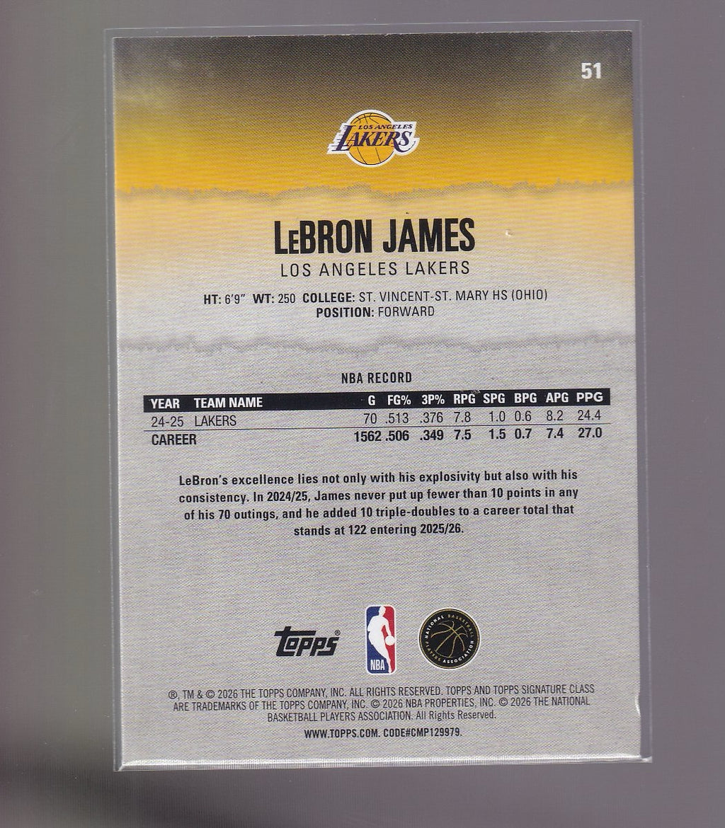 2025-26 Topps Signature Class #51 LeBron James