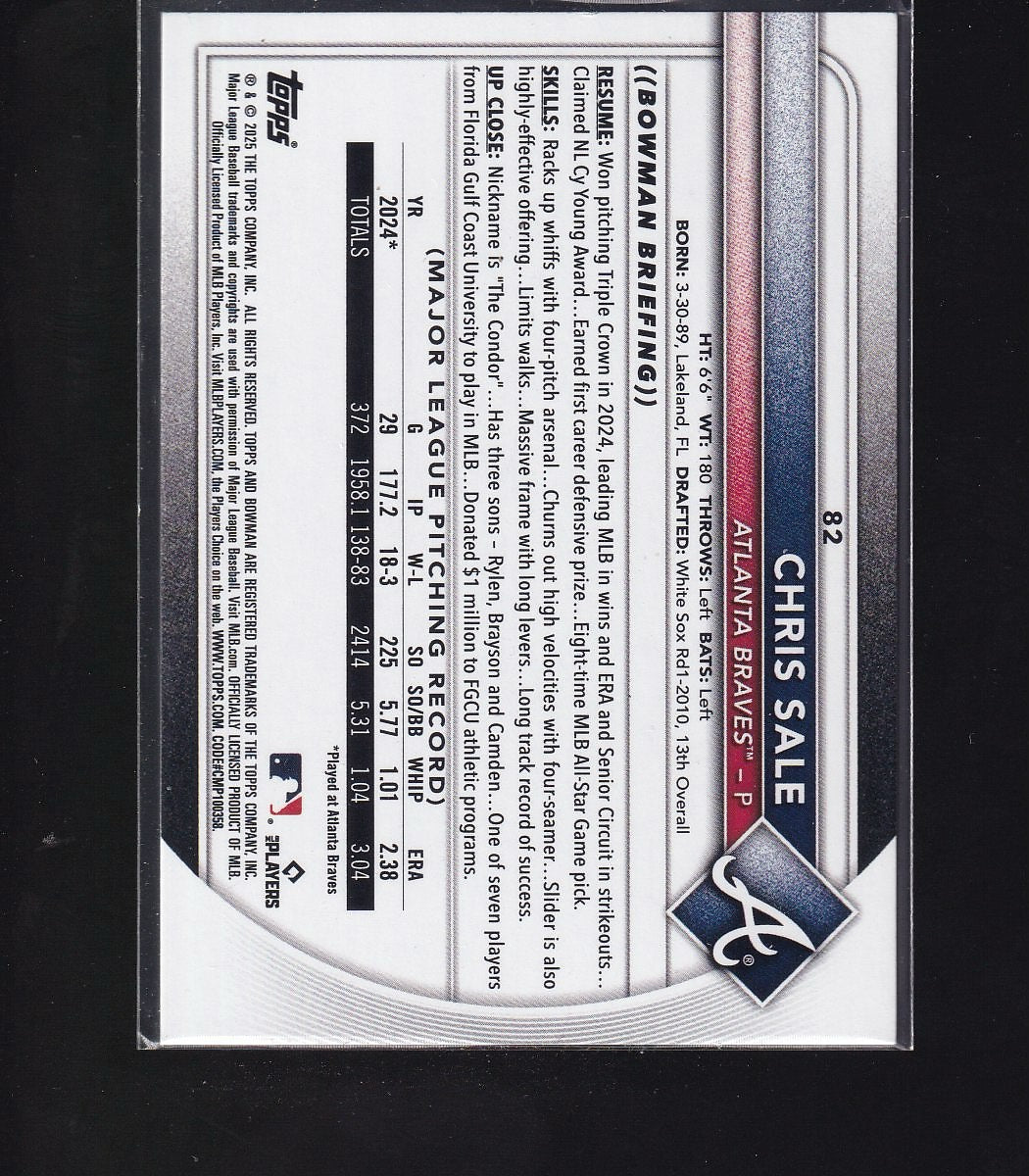 2025 Bowman #82 Chris Sale Neon Green #/399