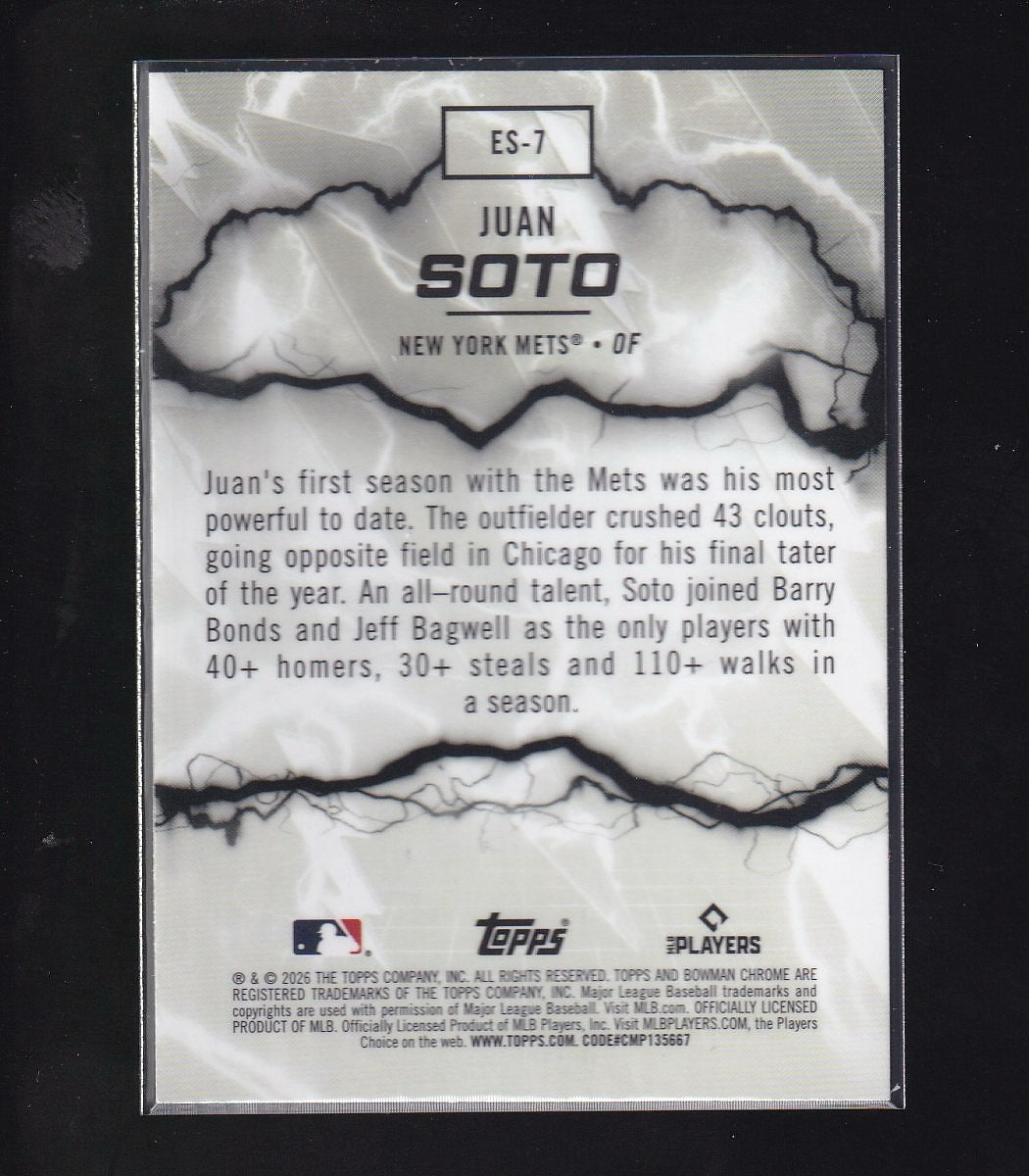 2026 Bowman #ES-7 Juan Soto Electric Sluggers Mojo Refractors
