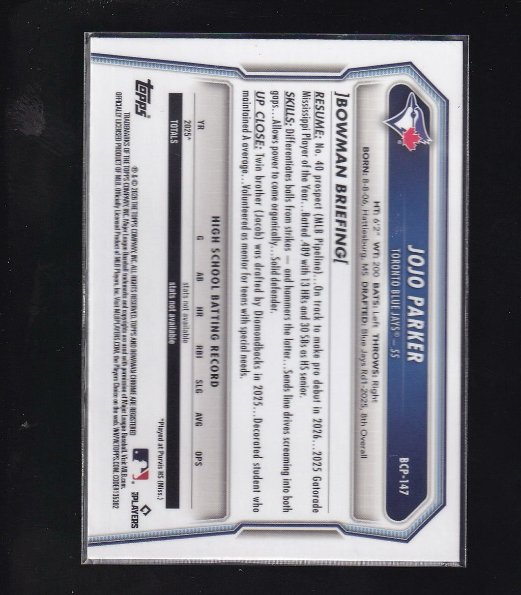 2026 Bowman #BCP-147 JoJo Parker Chrome Prospects