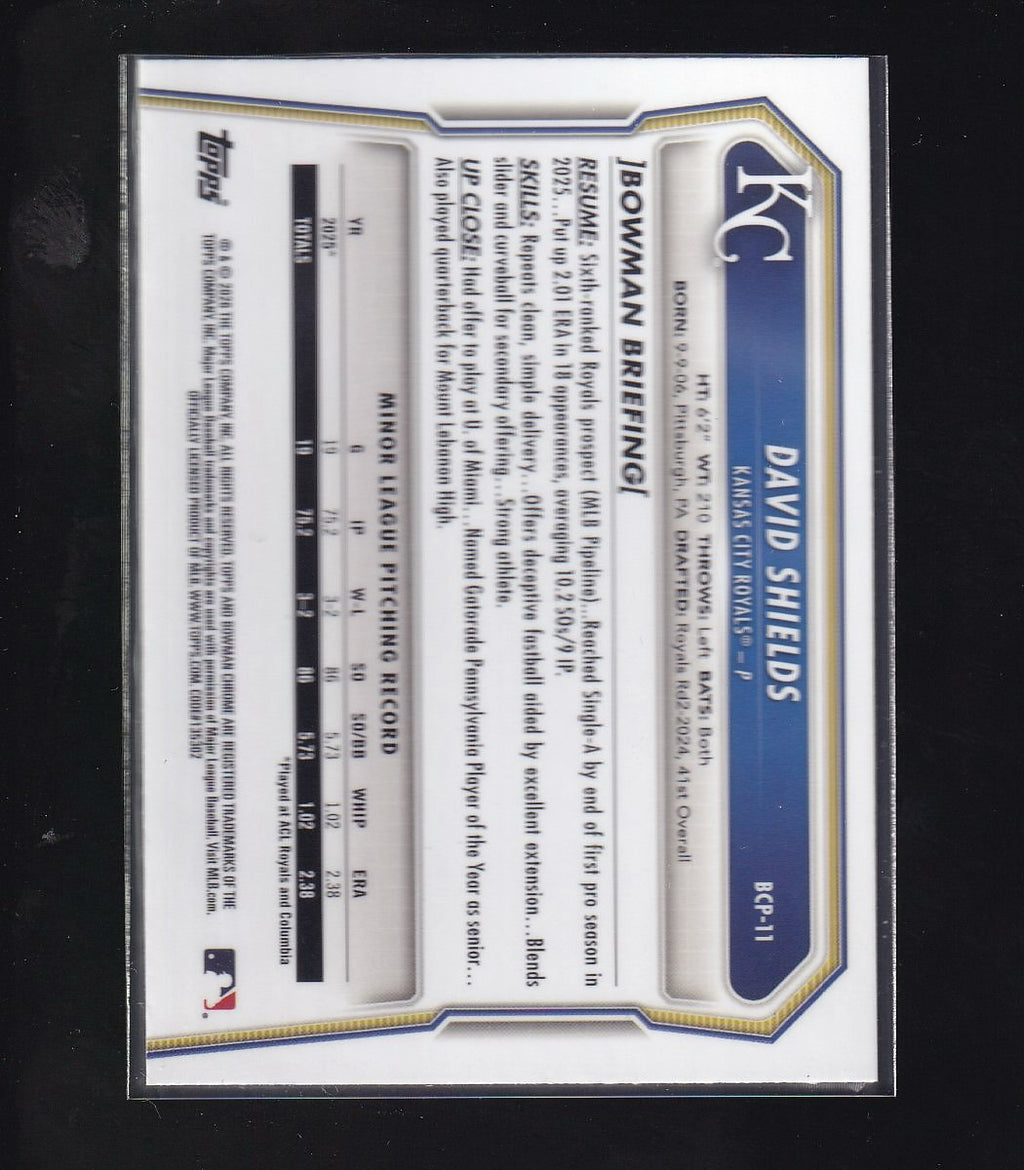 2026 Bowman #BCP-11 David Shields Chrome Prospects