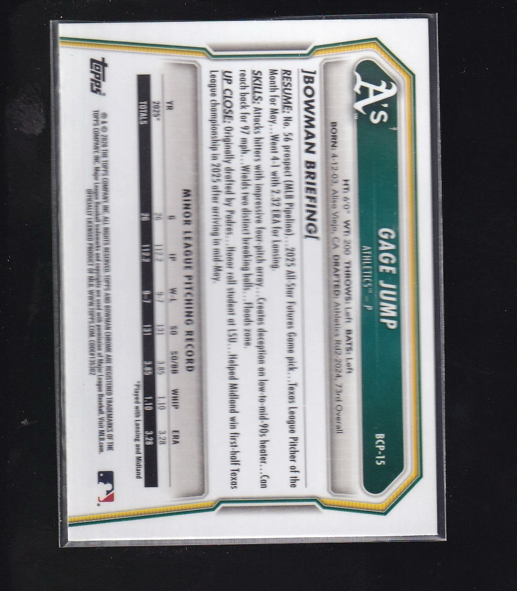2026 Bowman #BCP-15 Gage Jump Chrome Prospects