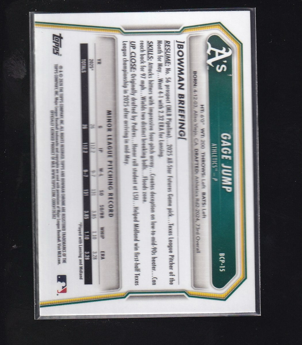 2026 Bowman #BCP-15 Gage Jump Chrome Prospects
