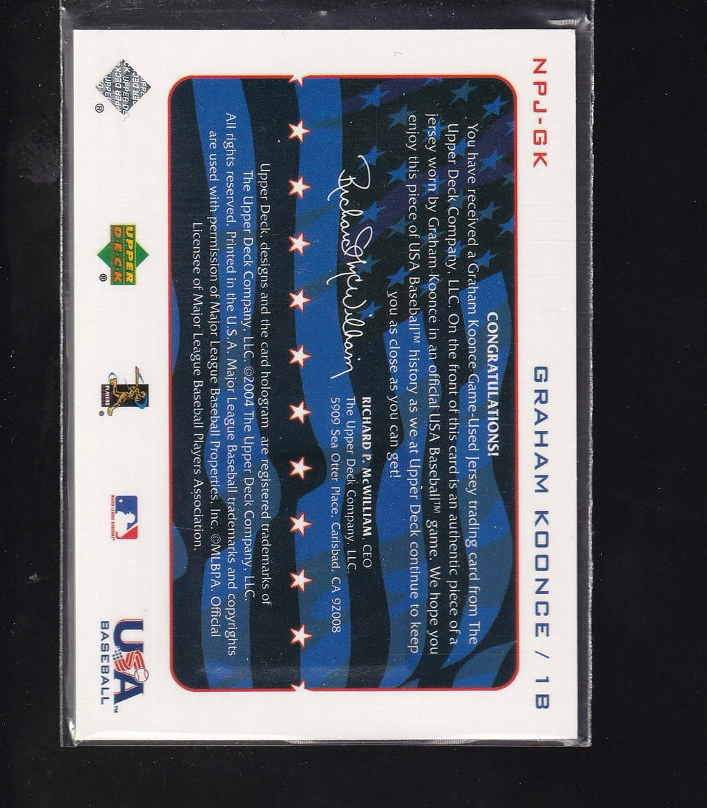 2004 Upper Deck #NPJ-GKa Graham Koonce National Pride Memorabilia Series Two