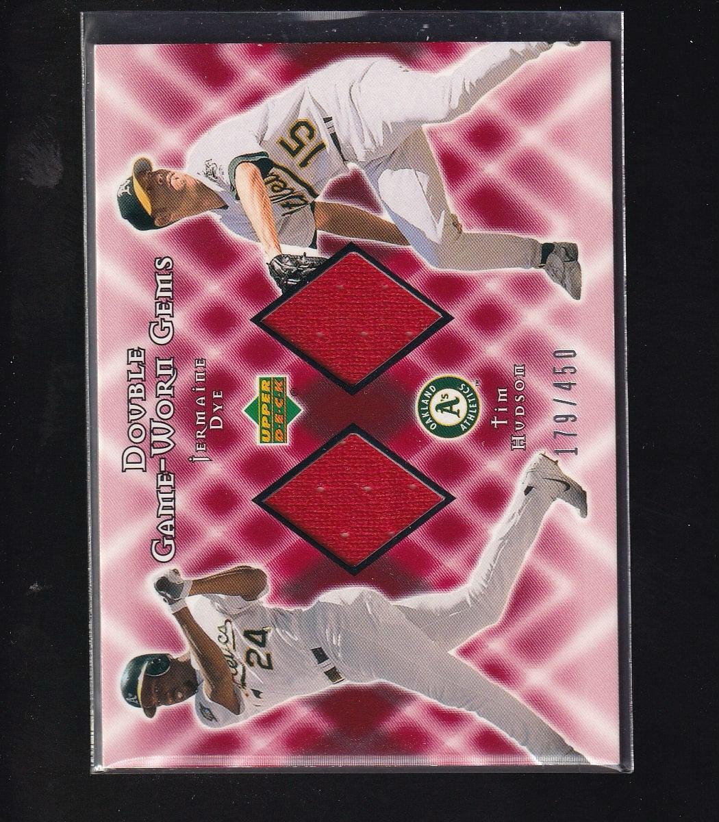 2002 Upper Deck #DG-DH Jermaine Dye / Tim Hudson Double Game-Worn Gems #/450