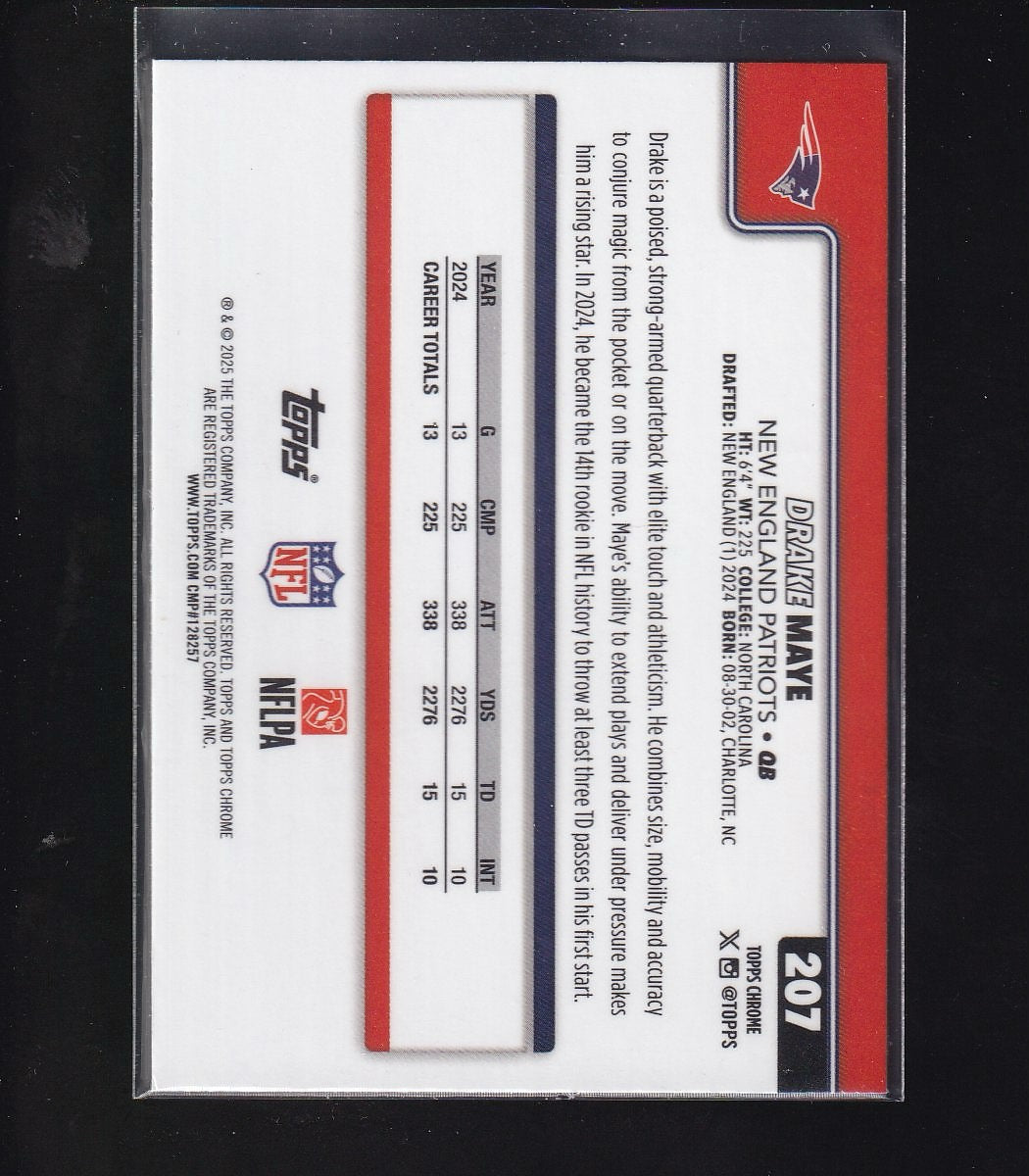 2025 Topps Chrome #207 Drake Maye