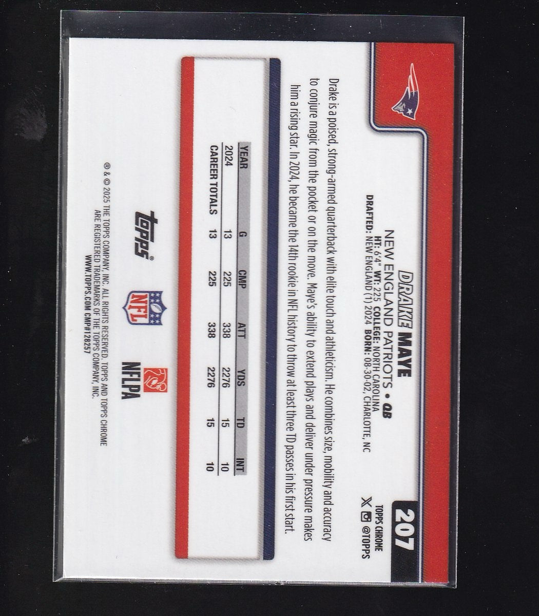2025 Topps Chrome #207 Drake Maye