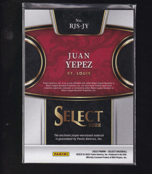 2022 Panini Select #RJS-JY Juan Yepez Rookie Jumbo Swatch