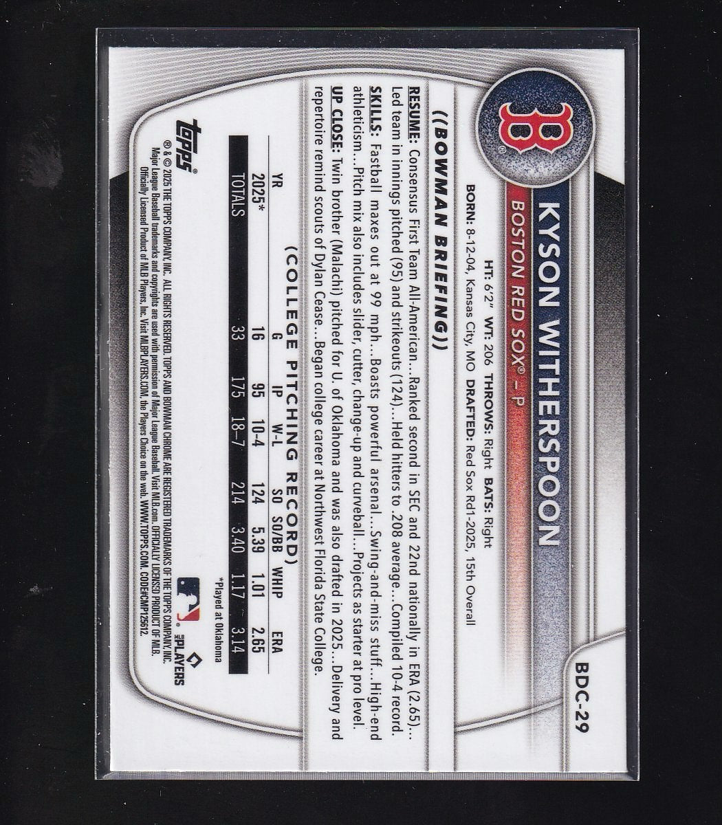 2025 Bowman Draft #BDC-29 Kyson Witherspoon Chrome