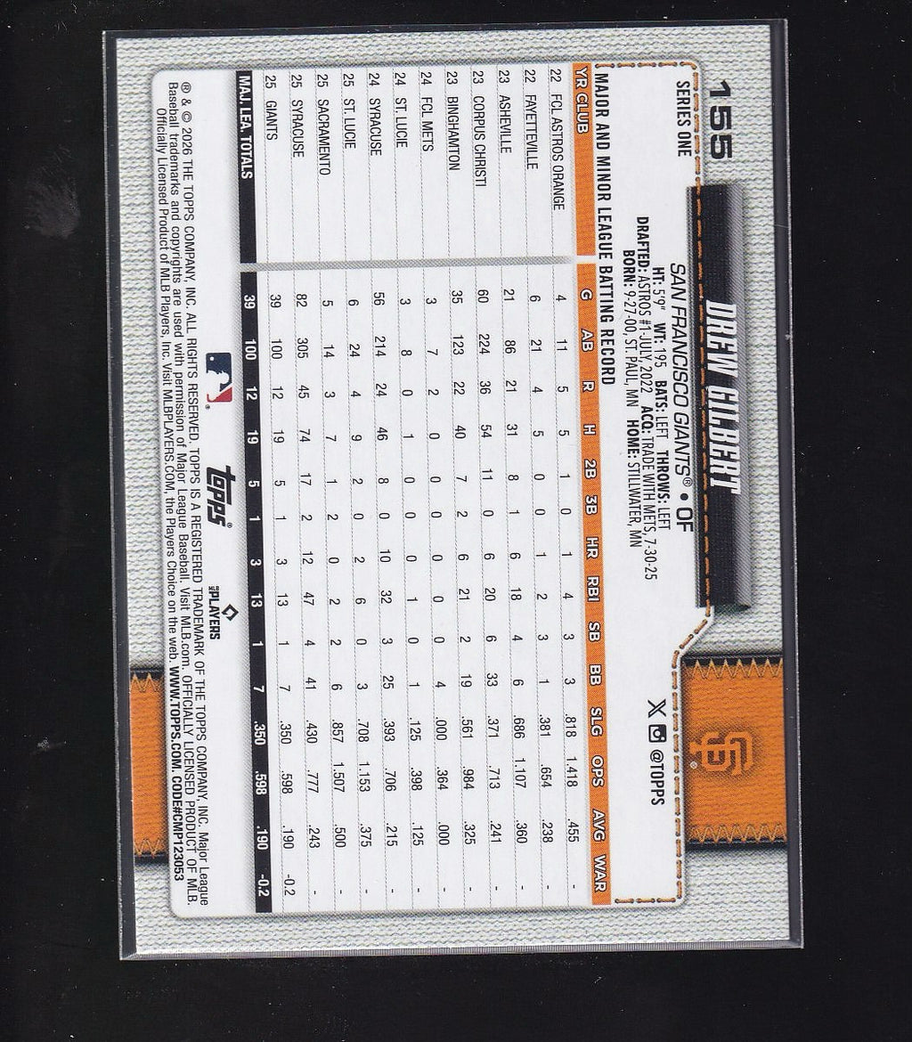 2026 Topps #155 Drew Gilbert Spring Training