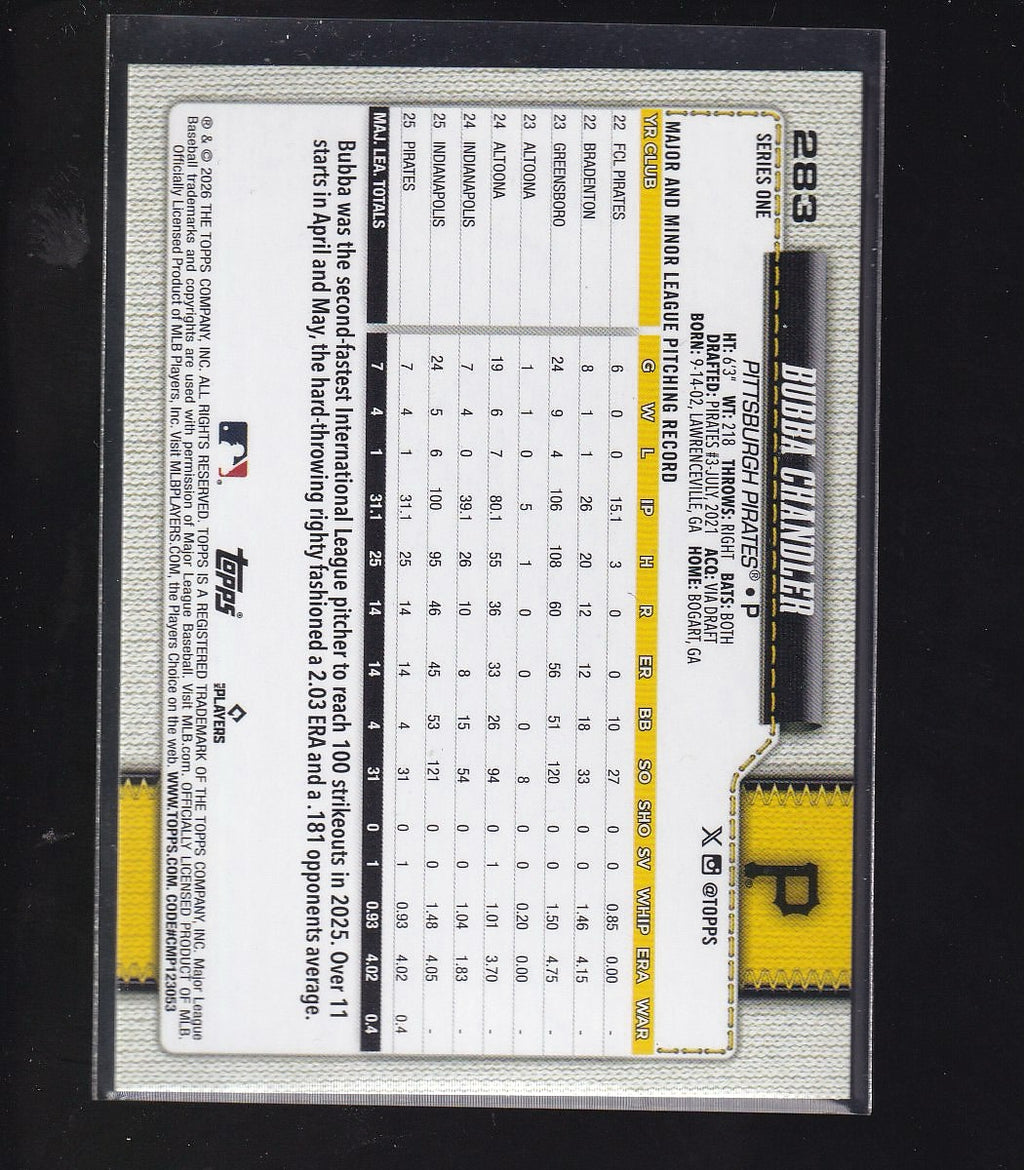 2026 Topps #283 Bubba Chandler Sandglitter