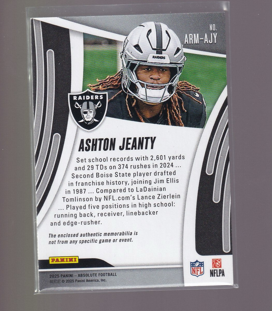2025 Panini Absolute #ARM-AJY Ashton Jeanty Absolute Rookie Materials