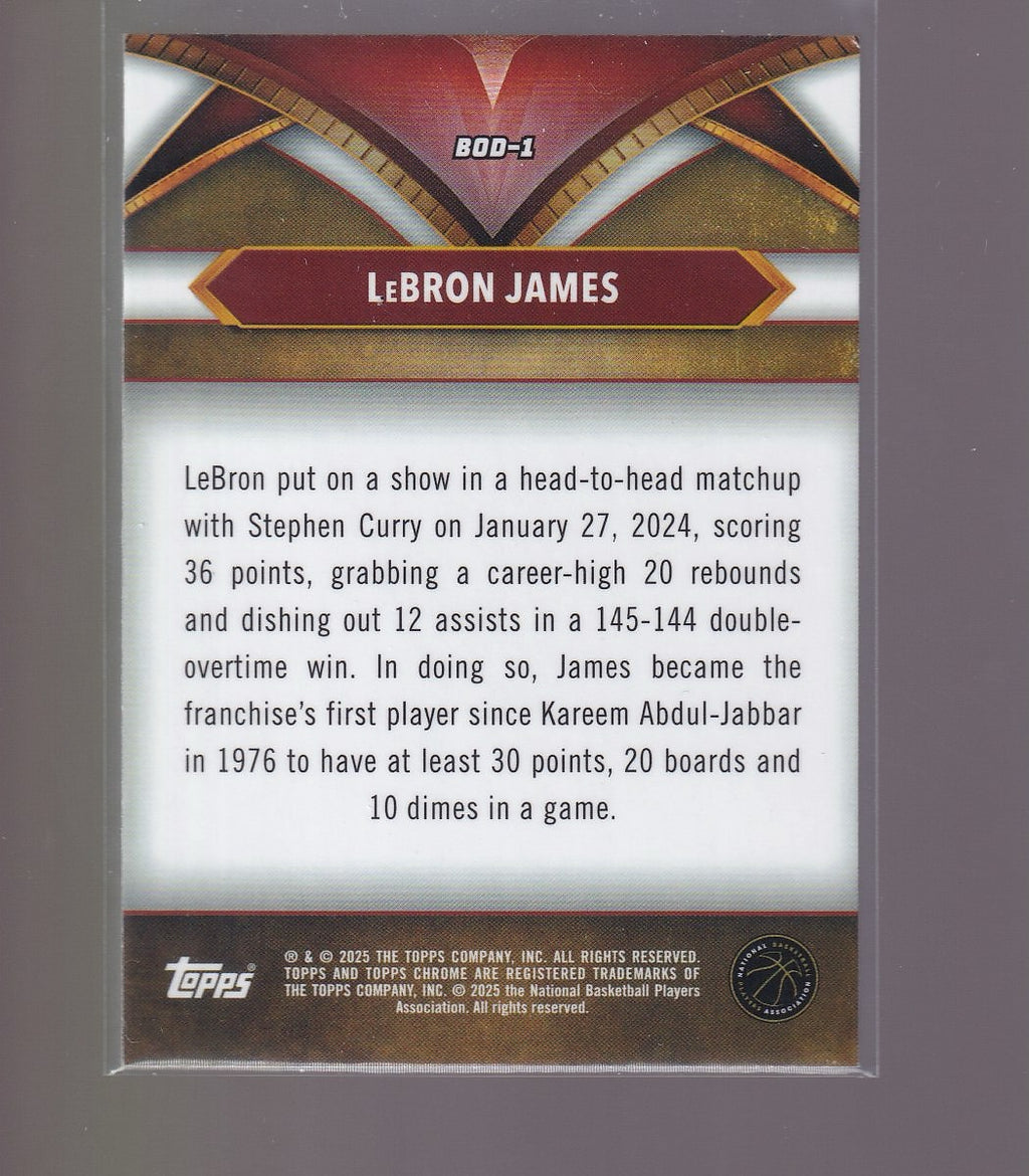 2024-25 Topps Chrome #BOD-1 LeBron James Ball of Duty Blue Refractor