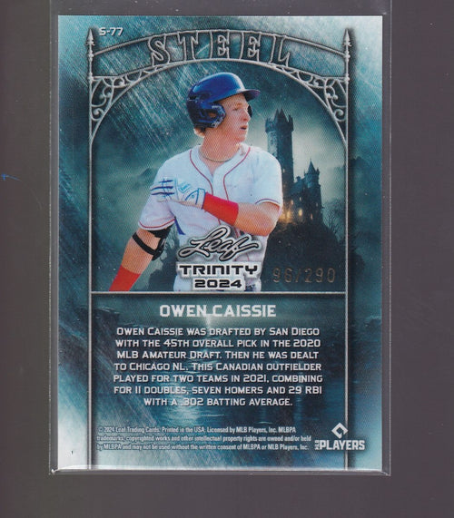 2024 Leaf Trinity Mega Box #S-77 Owen Caissie Steel Stars and Dots Foil #/290