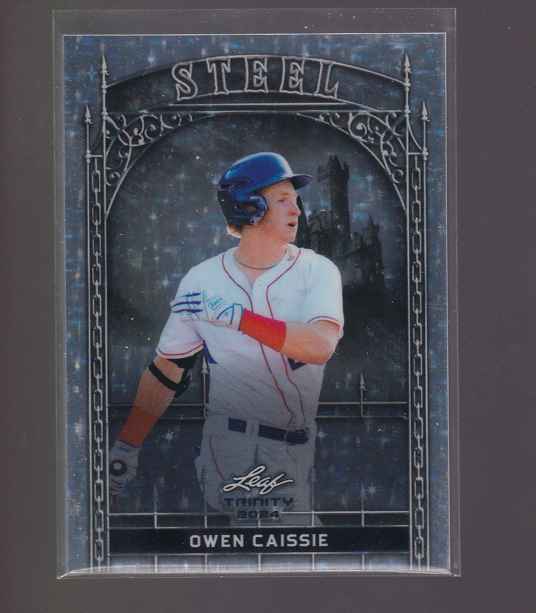 2024 Leaf Trinity Mega Box #S-77 Owen Caissie Steel Stars and Dots Foil #/290