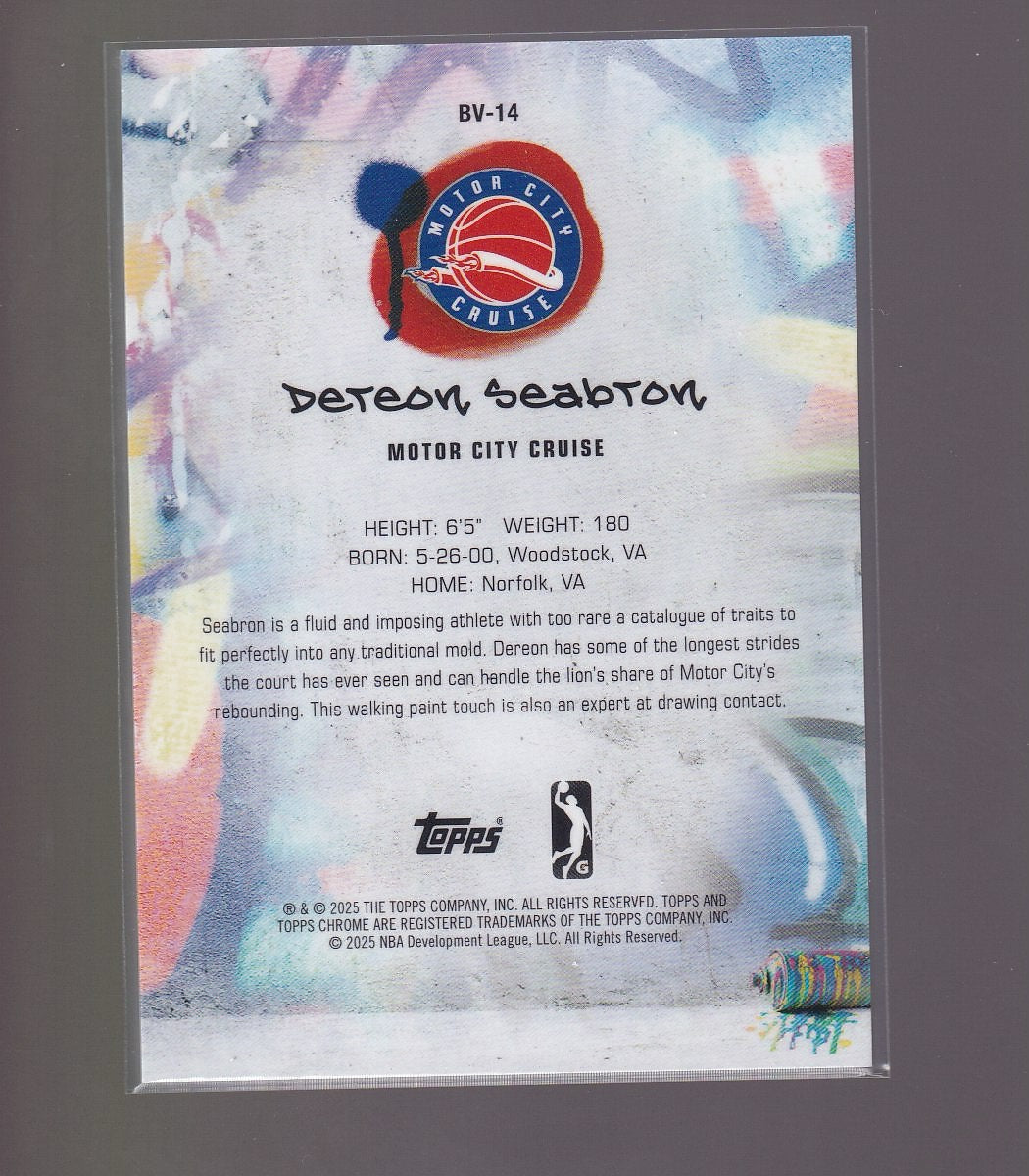 2024-25 Topps G-League #BV-14 Dereon Seabron Chrome Green Refractor #/99