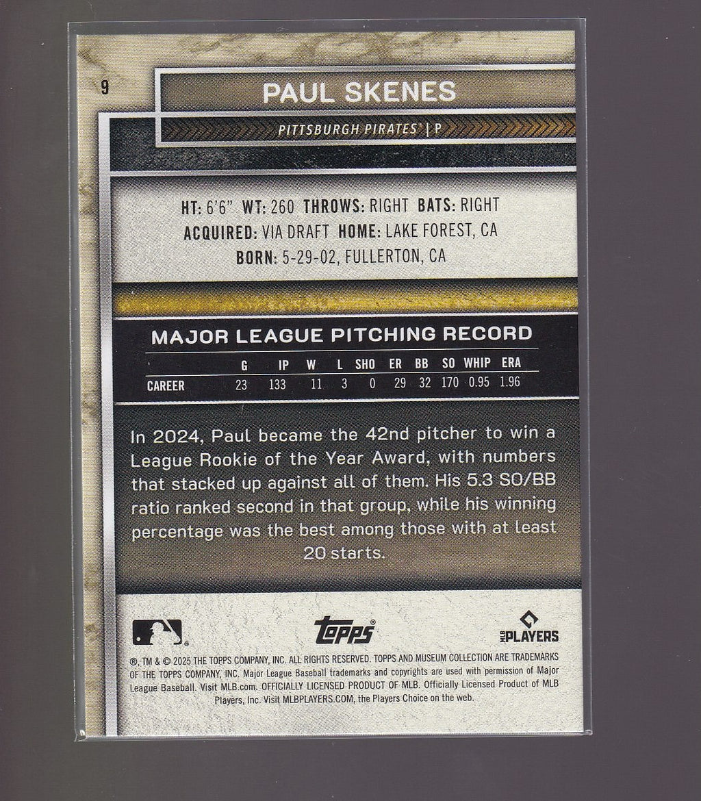 2025 Topps Museum Collection #9 Paul Skenes