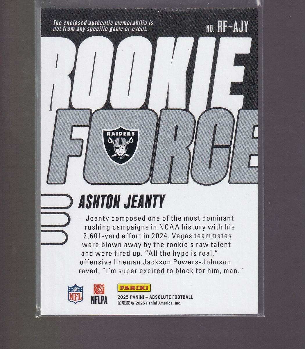 2025 Panini Absolute #RF-AJY Ashton Jeanty Rookie Force