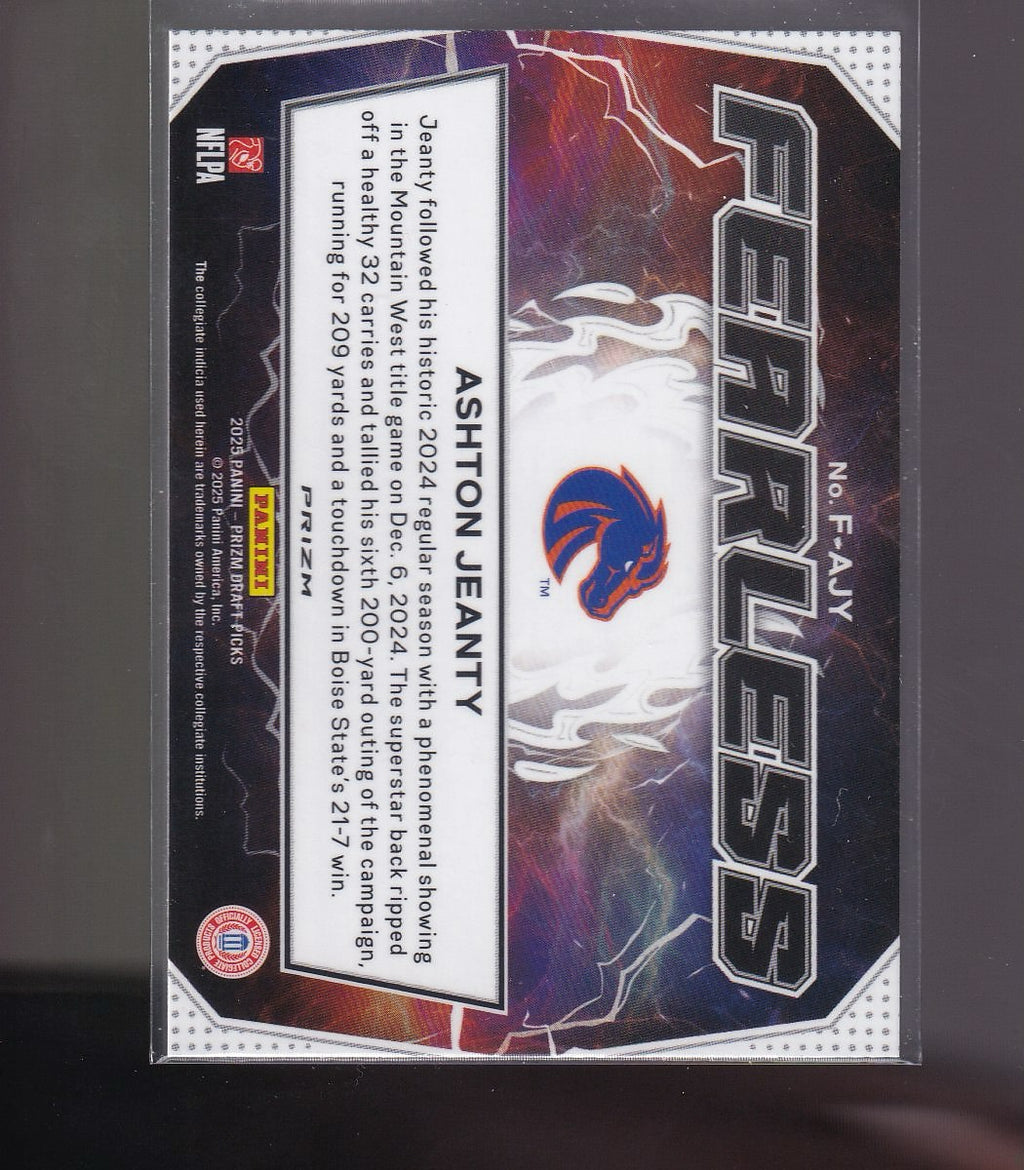 2025 Panini Prizm Draft Picks #F-AJY Ashton Jeanty Fearless Gold Ice
