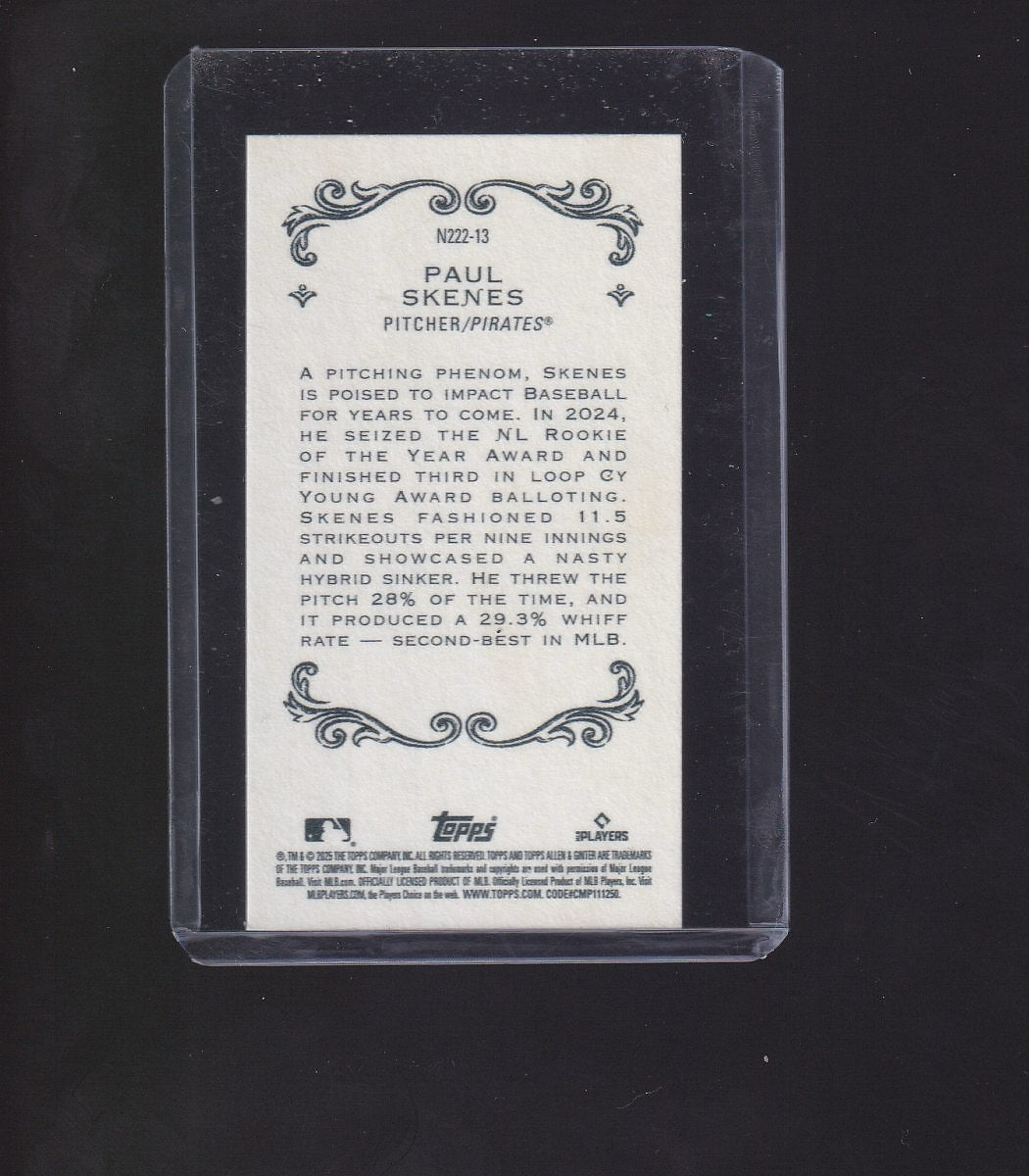 2025 Topps Allen & Ginter #N222-13 Paul Skenes Mini 1889 N222
