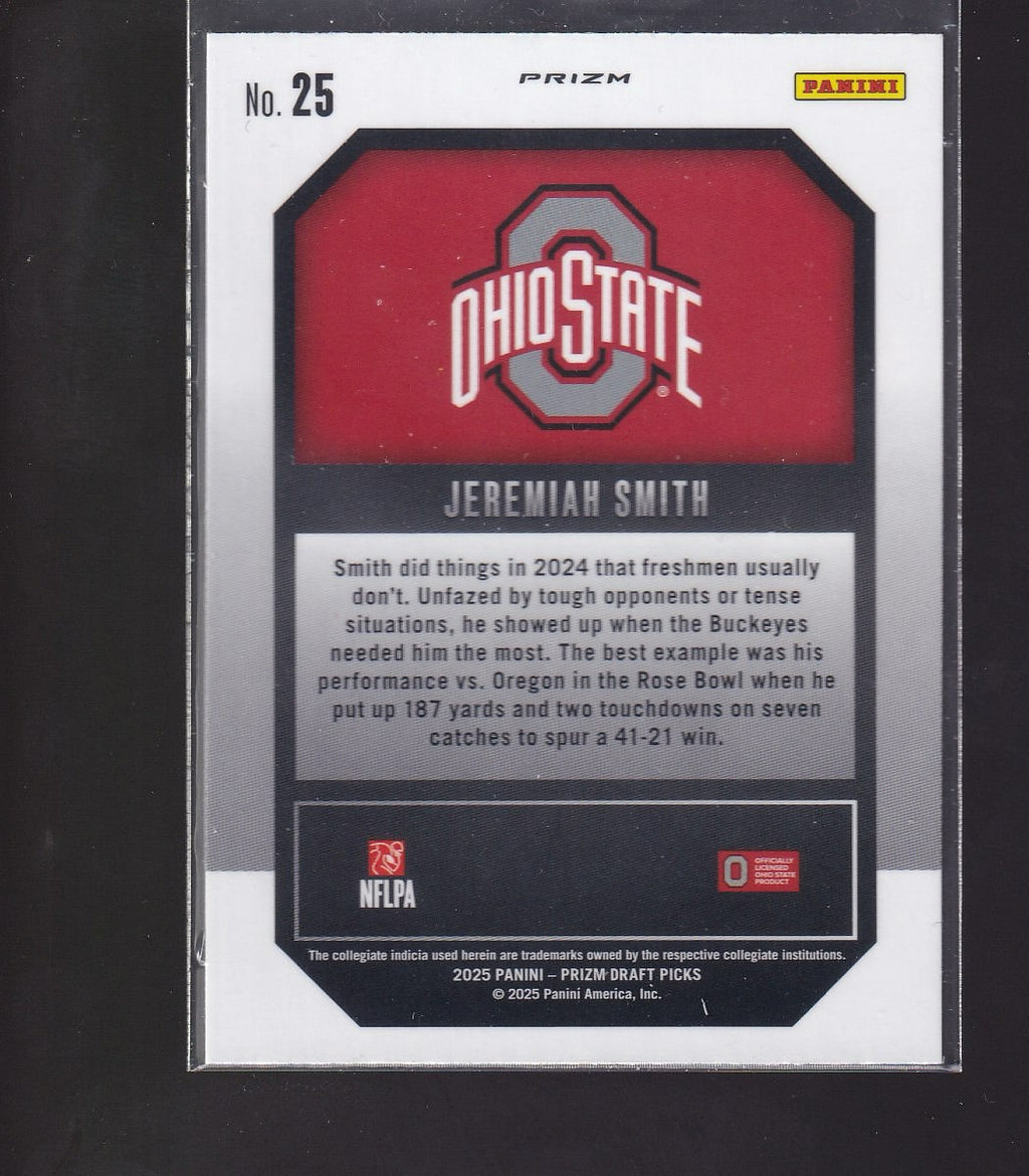 2025 Panini Prizm Draft Picks #25 Jeremiah Smith New Recruits Gold Ice