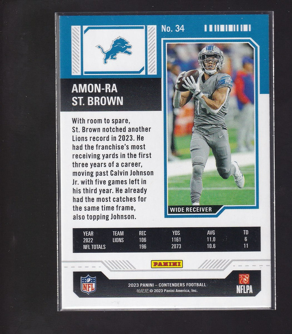 2023 Panini Contenders #34 Amon-Ra St. Brown Season Ticket-Mojo